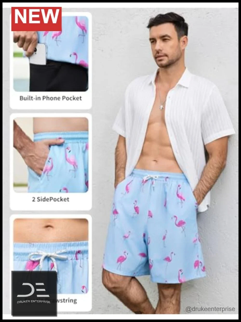 Mens Swim Trunks 7 Inch with Compression Liner Quick Dry 2 in 1 Beach Board
